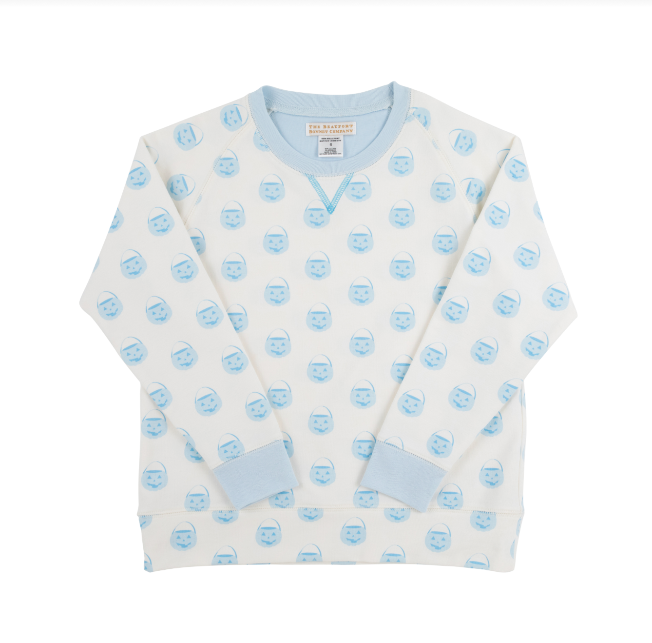 TBBC: Cassidy Comfy Crewneck Boys - Vintage-Prep Pumpkin Pails (Buckhead Blue)/Buckhead Blue
