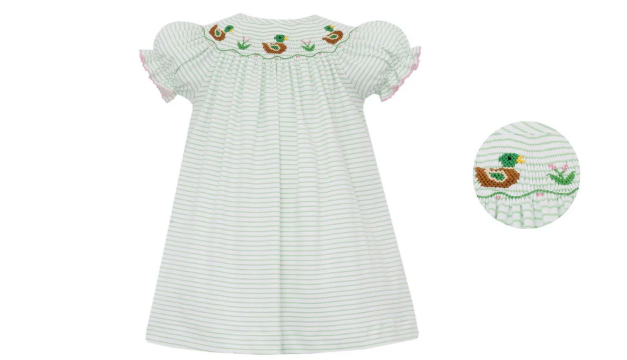 Petit Bebe: MALLARD DUCK GIRL´S - Green knit stripe bishop