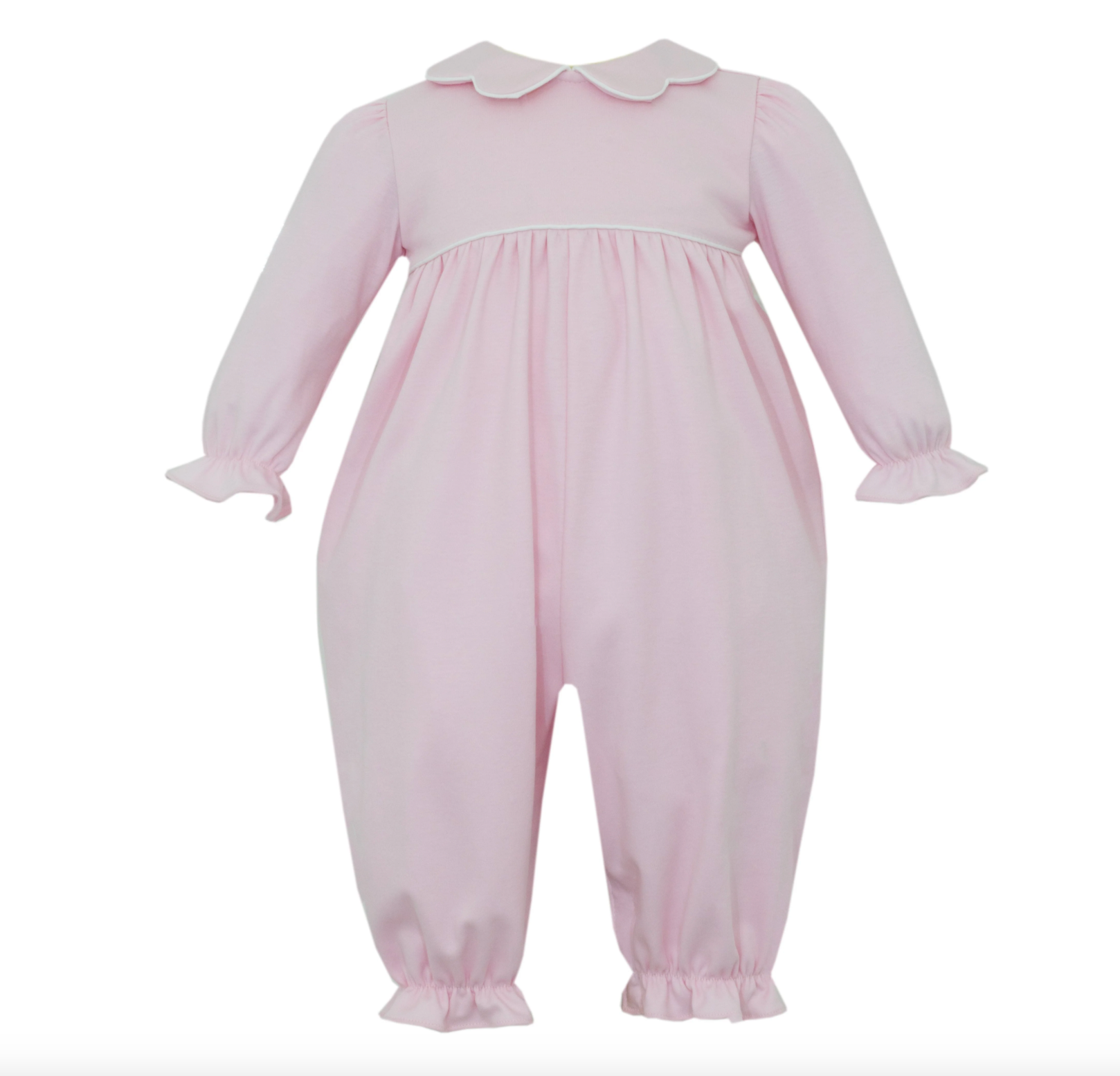 Petit Bebe Scalloped Collar Knit L/S Footie- Pink