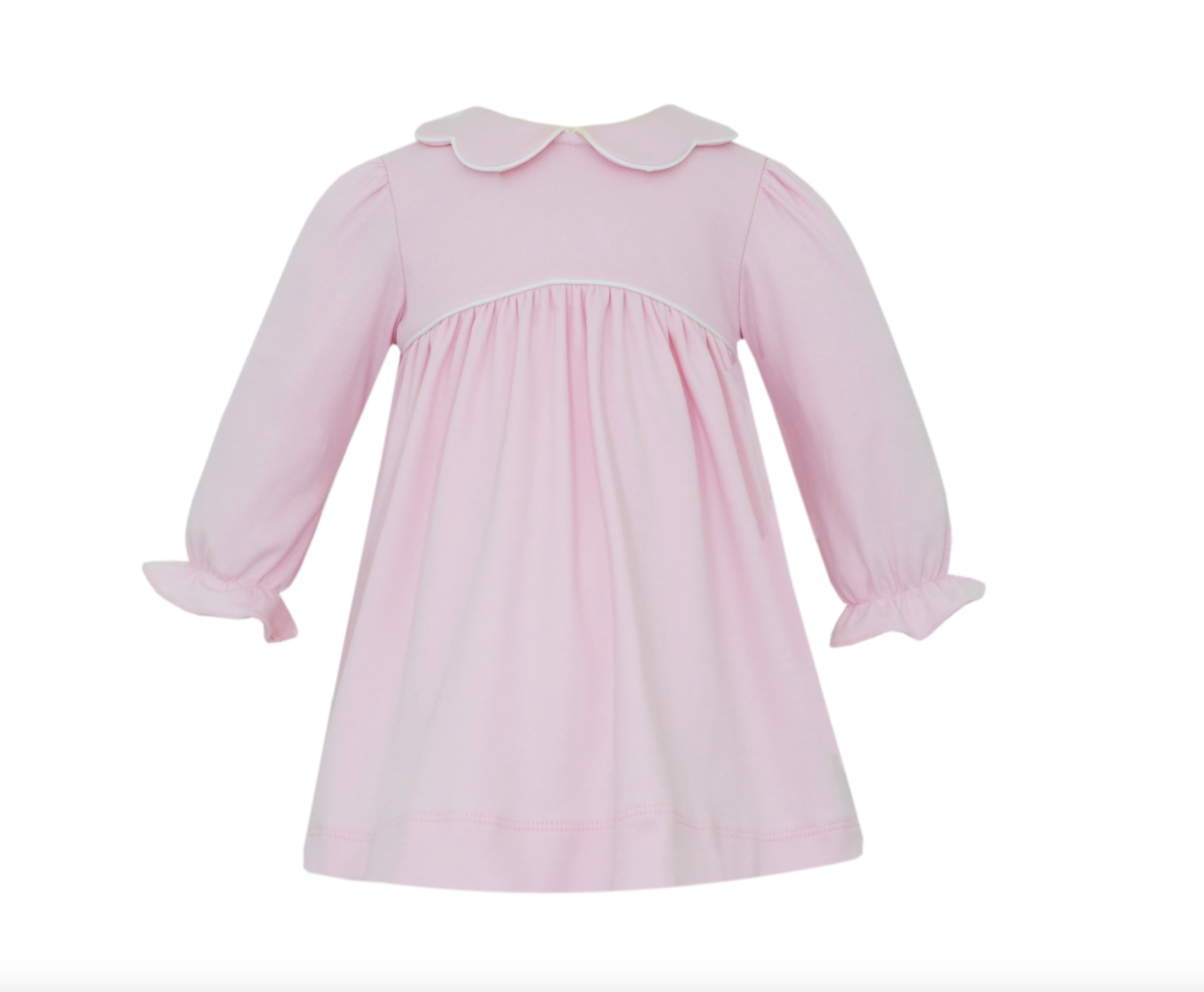 Petit Bebe: Pink knit dress w/scalloped collar L/S