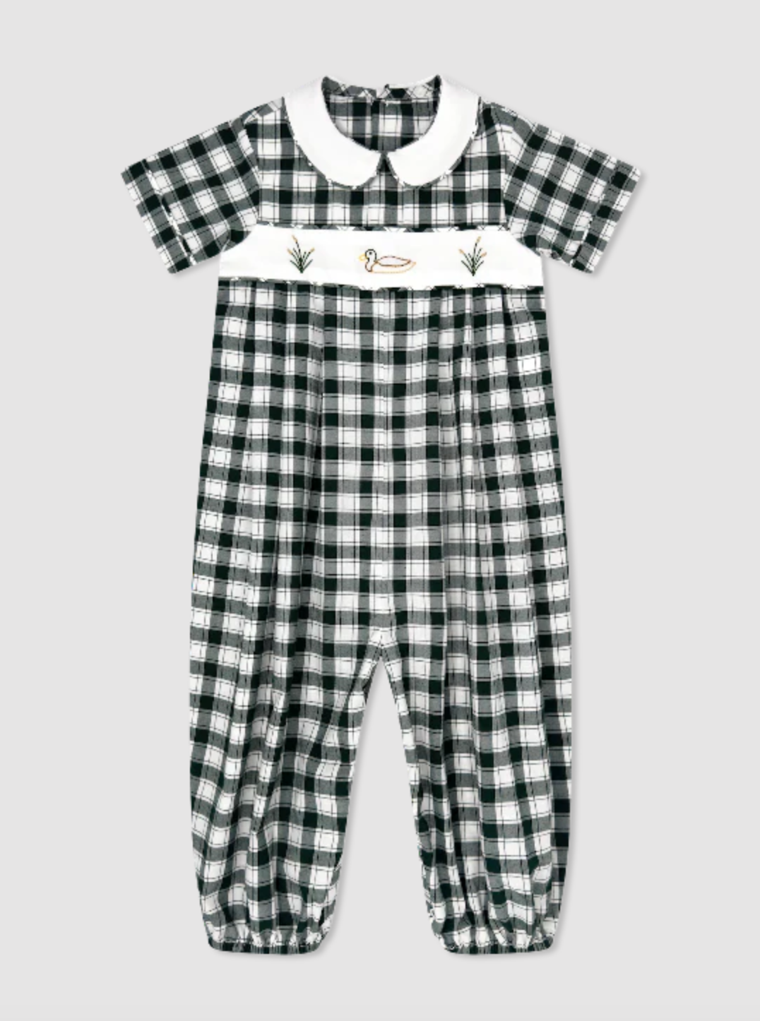 Lullaby Set: River Romper Gardner Green Check, Mallard