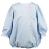 Proper Peony:  Girls Blue Brooklyn Bow Bubble - Pink Bow