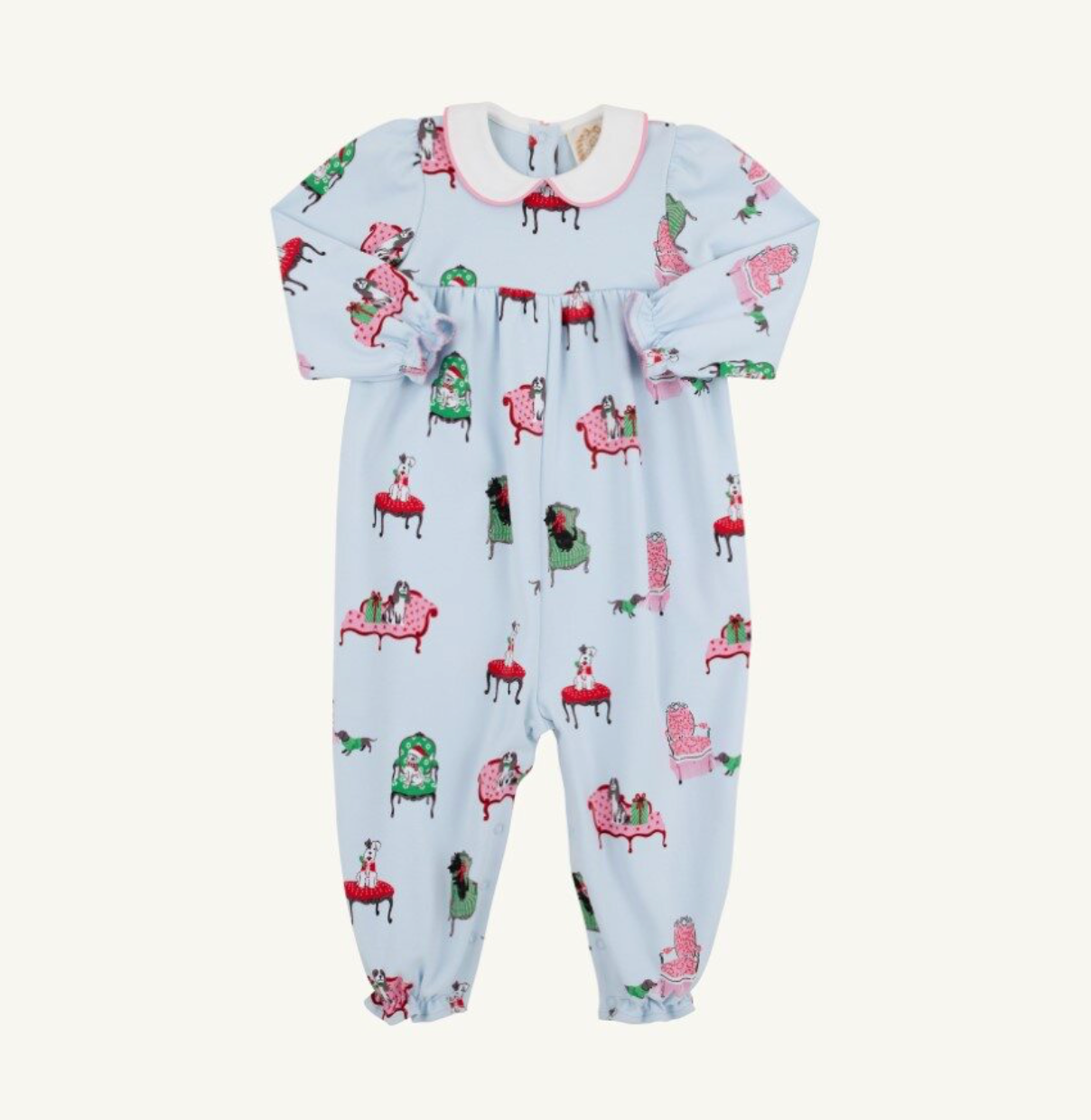 TBBC: Long Sleeve Britt Romper - Paw-recious/Hamptons Hot Pink