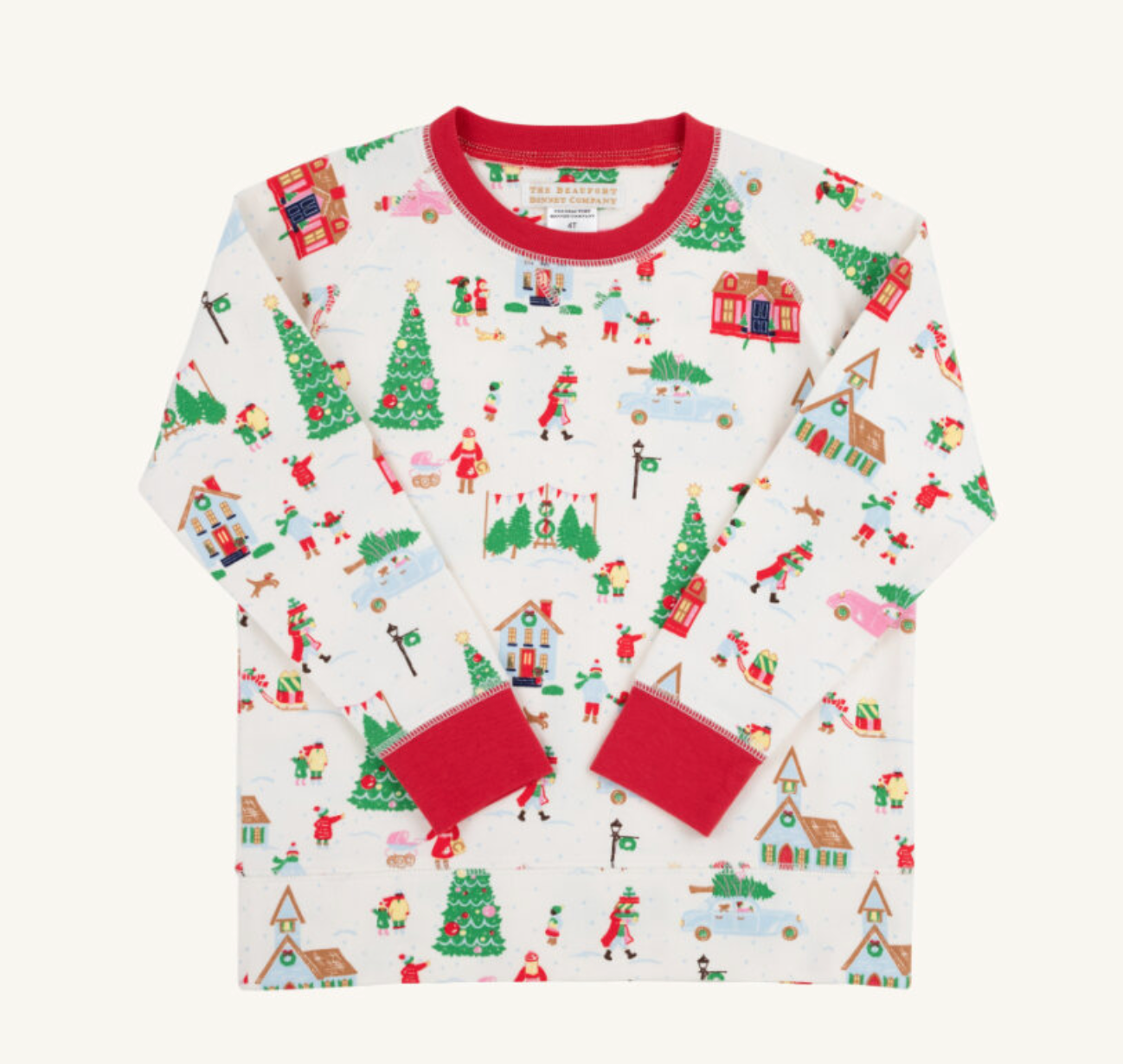 TBBC: Cassidy Comfy Crewneck  - Make the Season Bright/Richmond Red