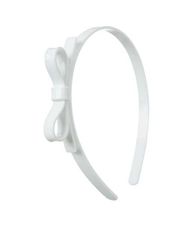 Lilies & Roses: Thin Bow Headband - White