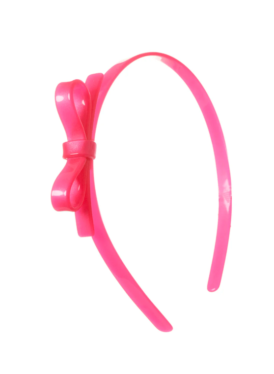 Liles & Roses: Thin Bow Neon Pink Headband
