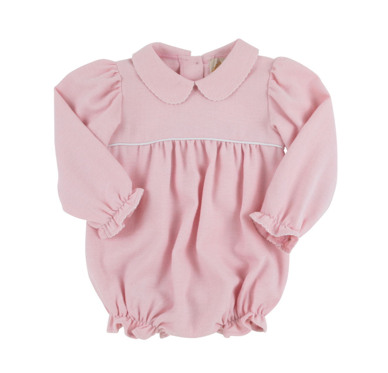 TBBC: Long Sleeve Britt Bubble - Sandpearl Pink Herringbone/Worth Ave White
