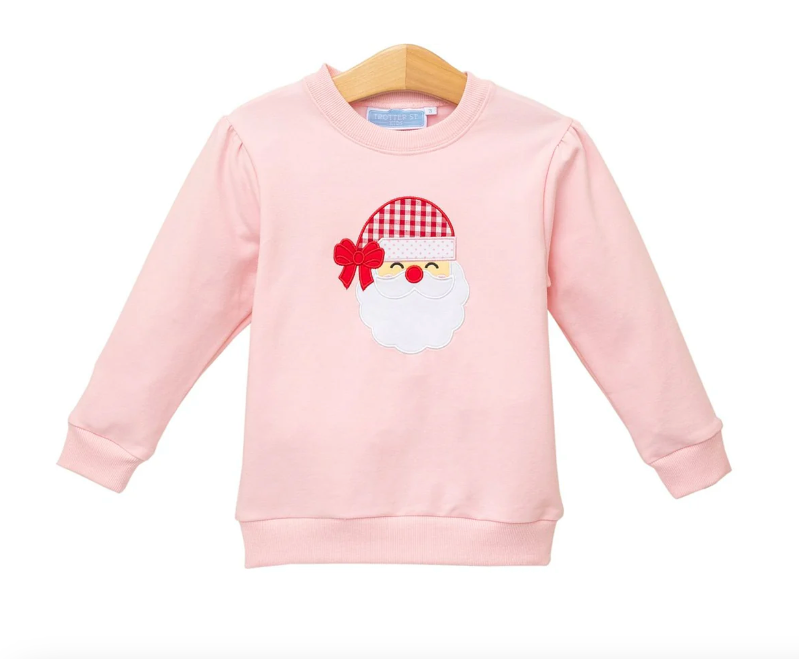 Trotter Street: FRENCH TERRY PULLOVER- SANTA (LIGHT PINK)