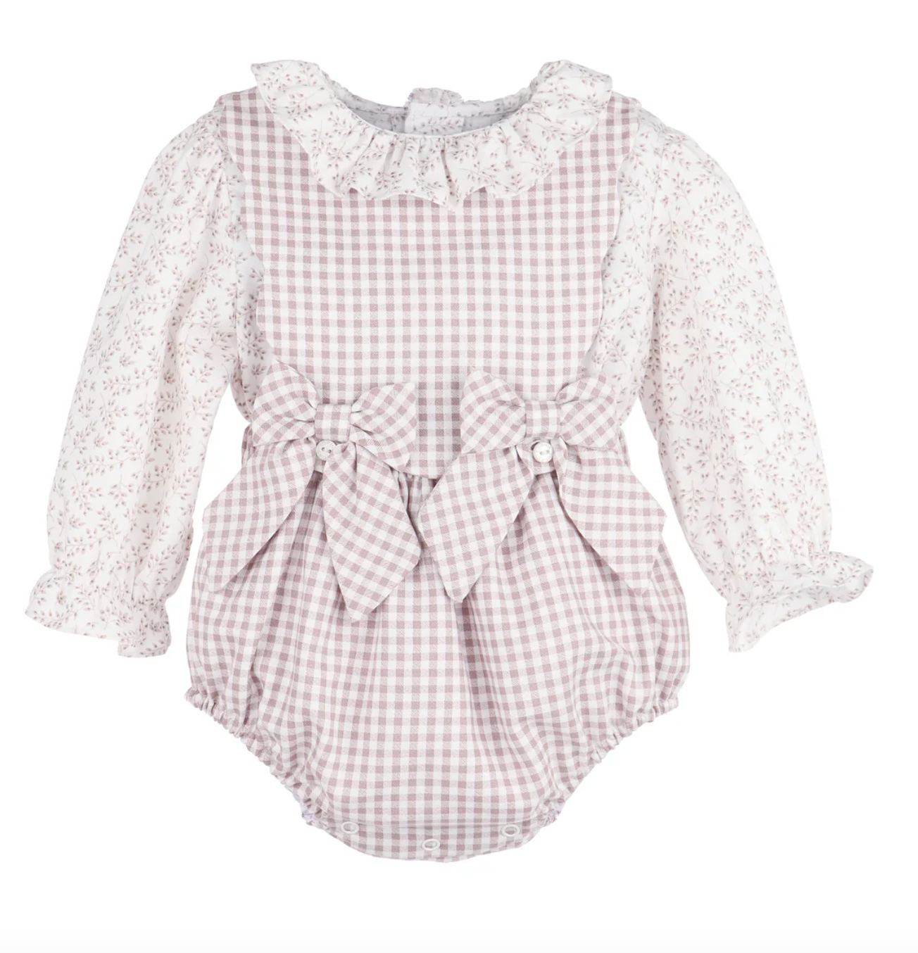 SOPHIE & LUCAS: BB CHECK SCALLOPED OVERALL