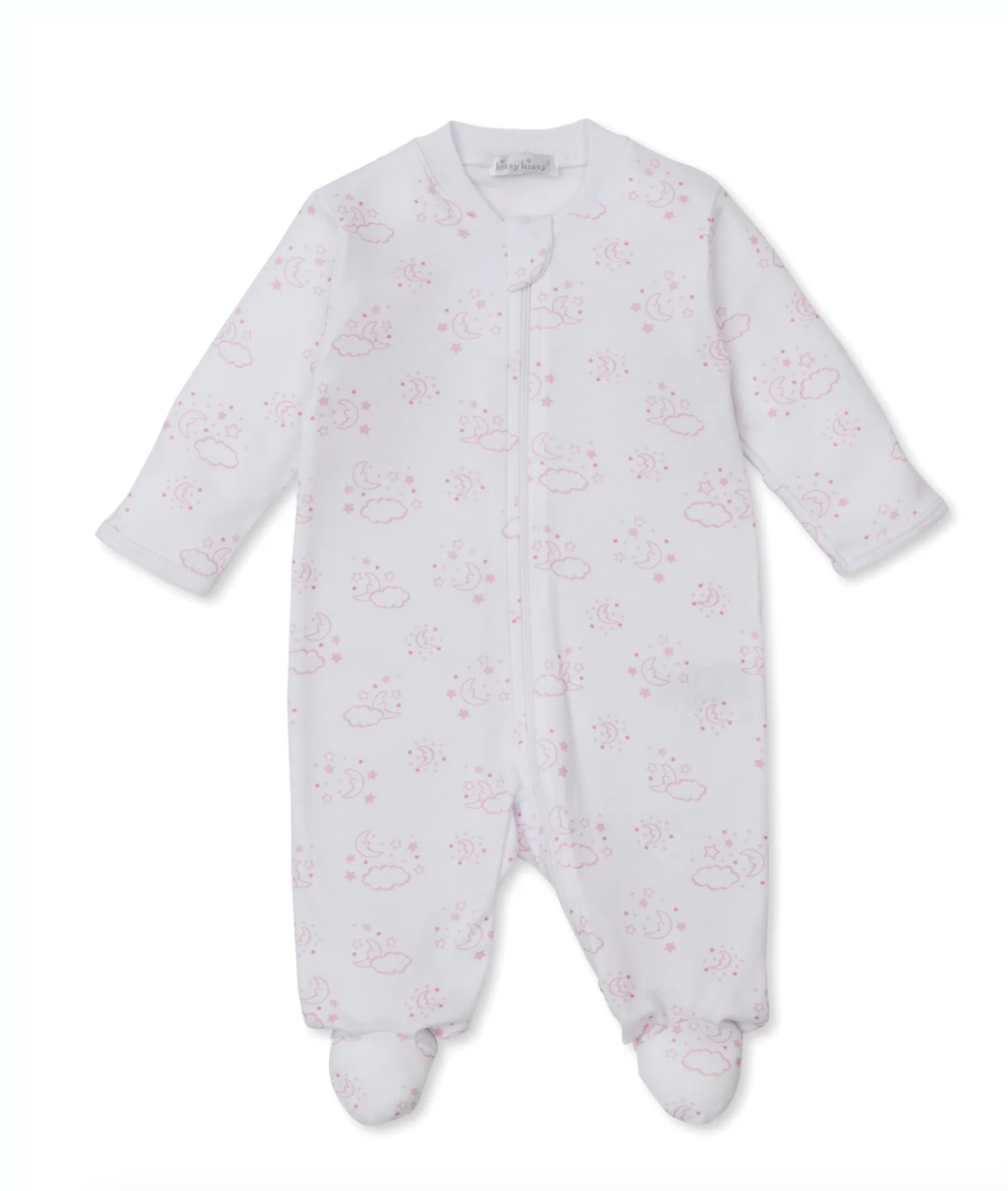 Kissy Kissy: Cheerful Good Night Footie W/ Zip Prt Pink