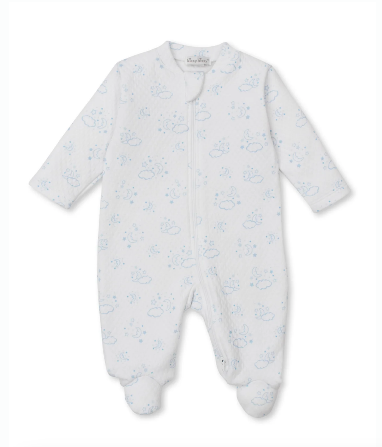 Kissy Kissy:  Cheerful Good Night Footie W/ Zip Prt Light Blue