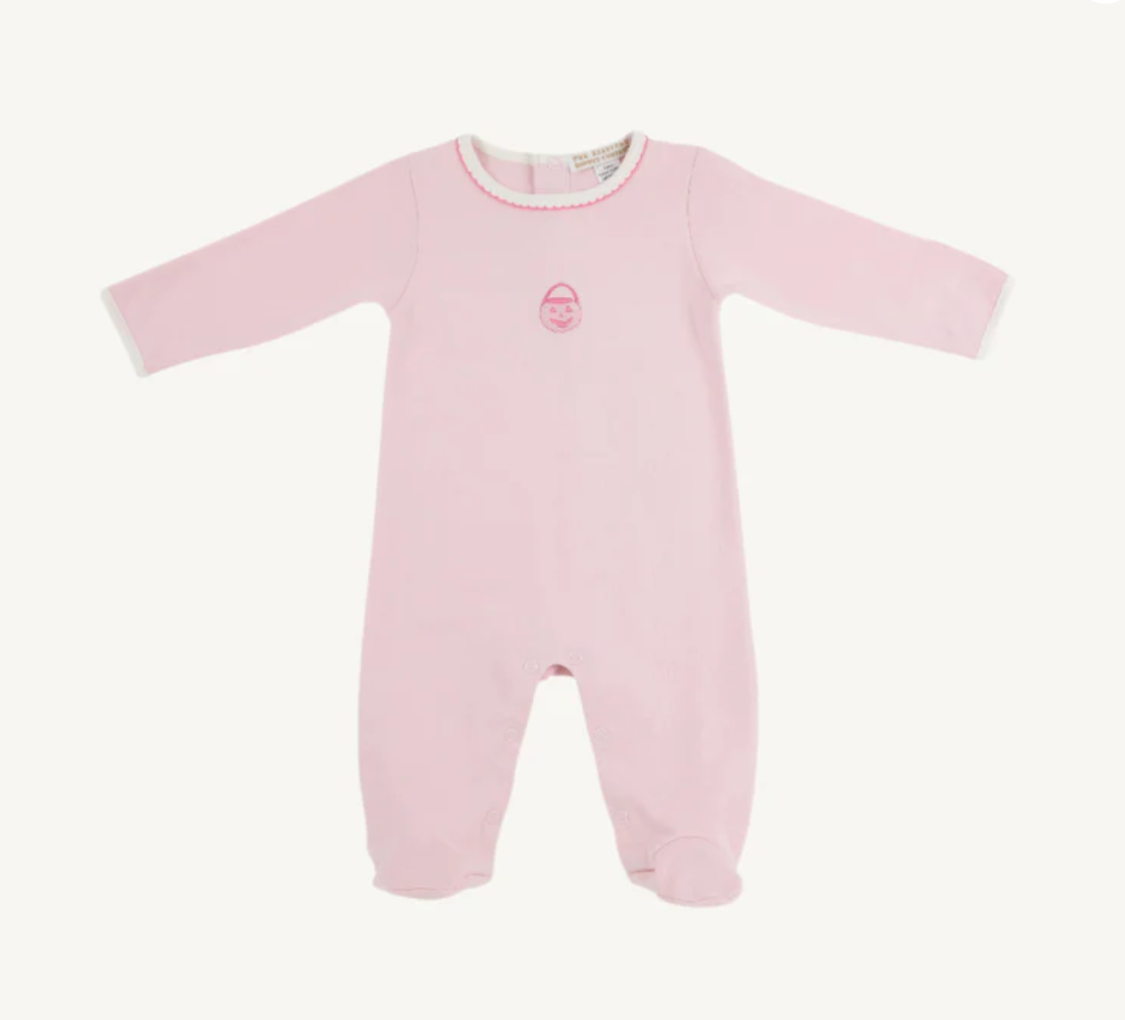 TBBC: Rock Me Romper - Palm Beach Pink with Palmetto Pearl & Pumpkin Embroidery