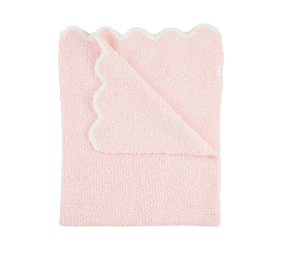 Mud Pie: PINK SCALLOP CHENILLE BLANKET