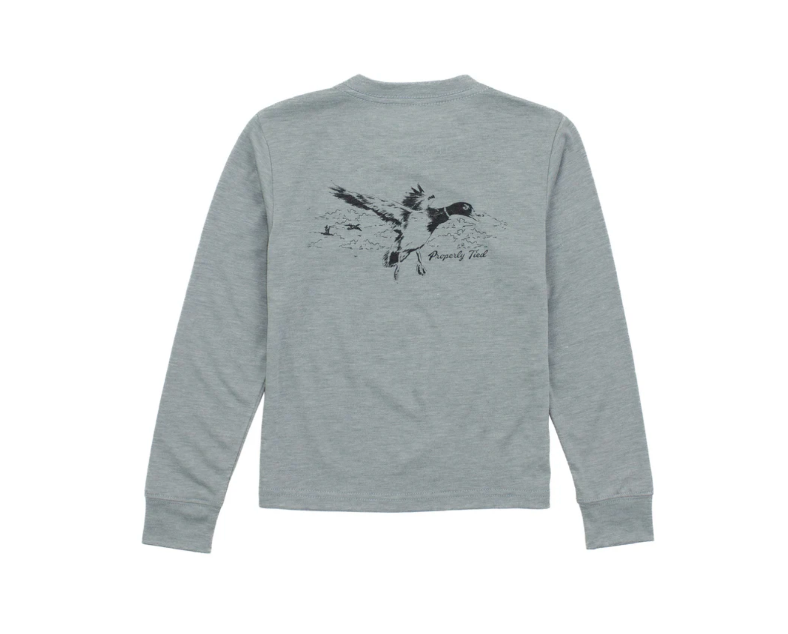Properly Tied: Boys Portland Pocket Tee LS Flying Mallard Moss Grey
