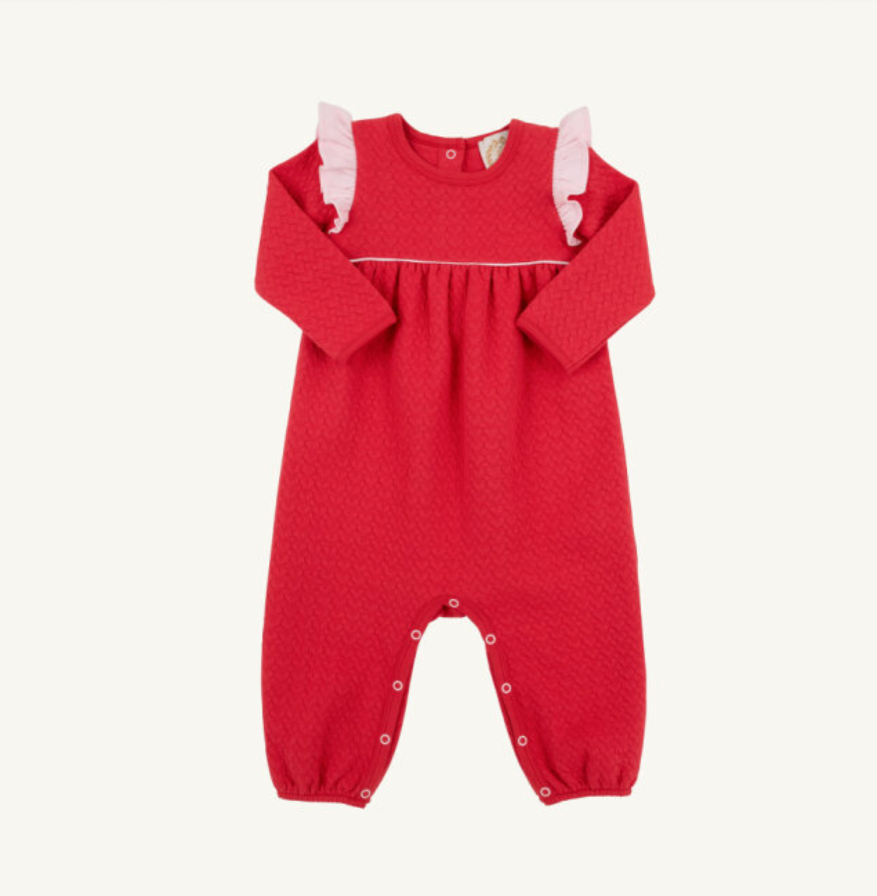 TBBC: Leigh Ann Angel Sleeve Romper - Richmond Red/Palm Beach Pink