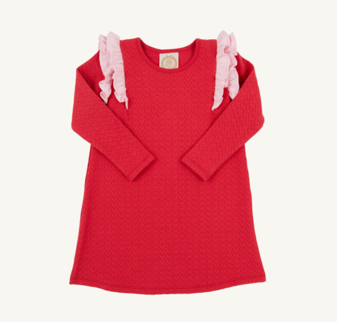 TBBC: Long Sleeve Ruehling Ruffle Dress - Richmond Red/Palm Beach Pink