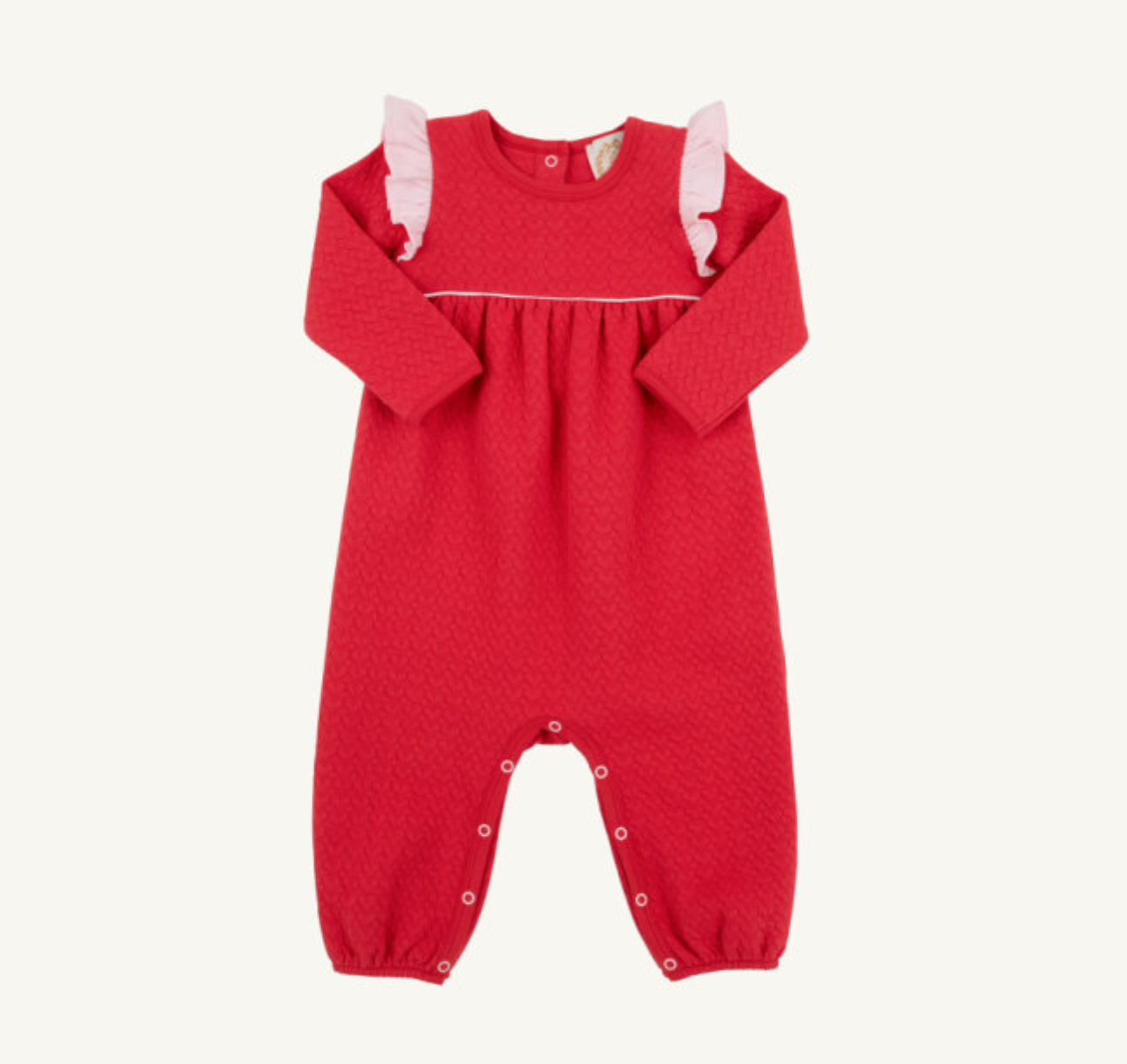 TBBC: Leigh Ann Angel Sleeve Romper - Richmond Red/Palm Beach Pink