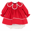 Sophie & Lucas:  Girls Classic Petal Collar Dress - Bow on Back - Red