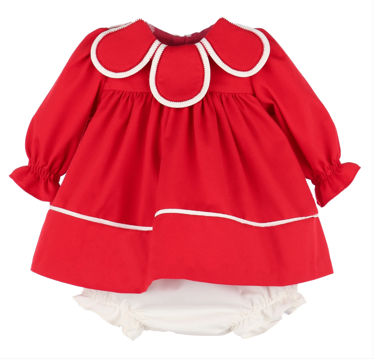 Sophie & Lucas:  Girls Classic Petal Collar Dress - Bow on Back - Red