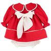 Sophie & Lucas:  Girls Classic Petal Collar Dress - Bow on Back - Red