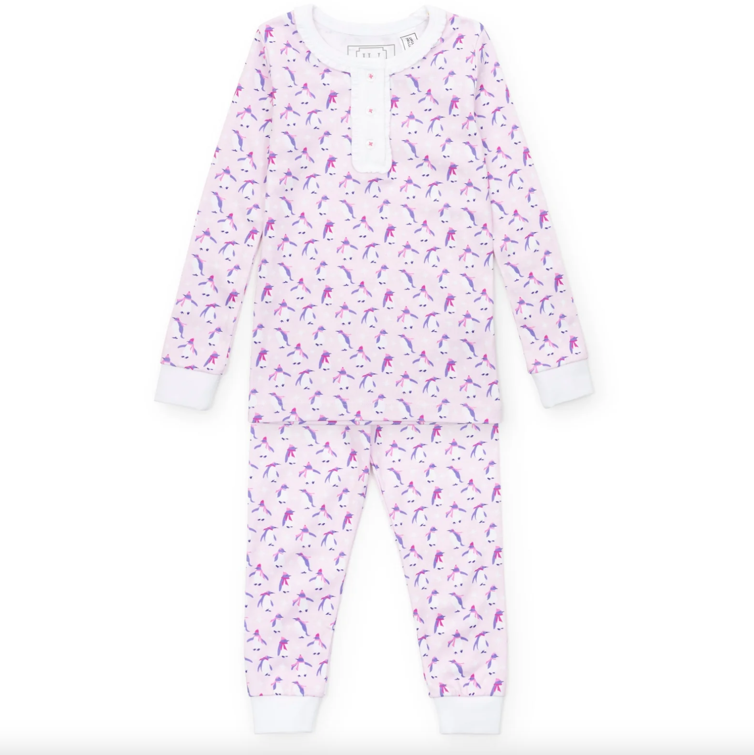 Lila & Hayes: Alden Girls' Pajama Pant Set - Penguin Party Pink