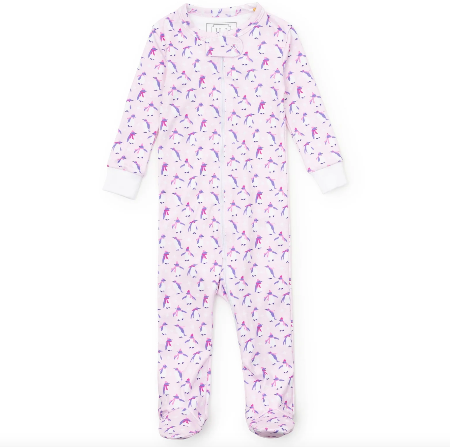 Lila & Hayes: Parker Girls' Zipper Pajama - Penguin Party Pink
