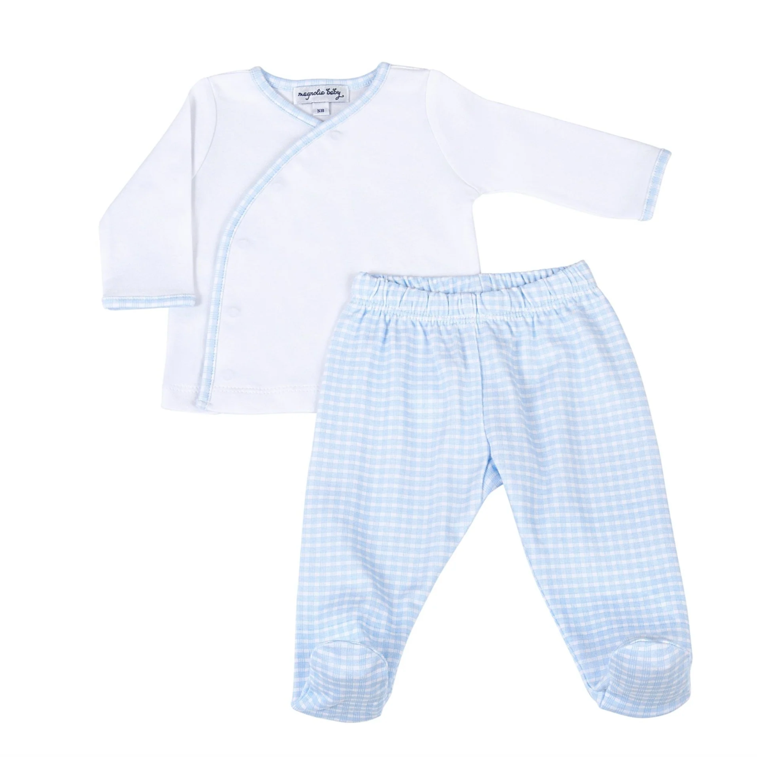 Magnolia Baby: New Beginnings Kimono Footed Pant Set - Blue