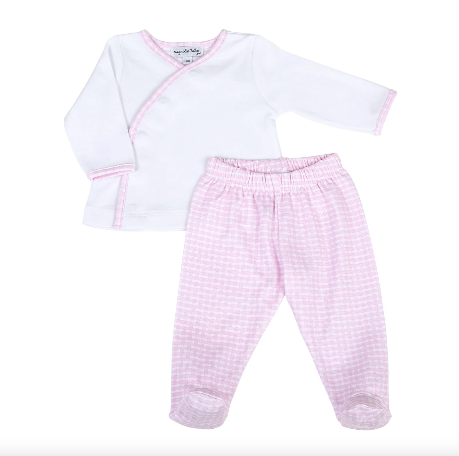 Magnolia Baby:  New Beginnings Kimono Footed Pant Set - Pink