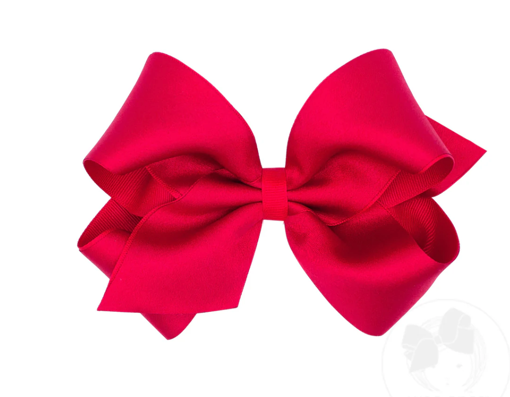 Wee Ones: Crepe Satin with Grosgrain Underlay Hair Bow - Red