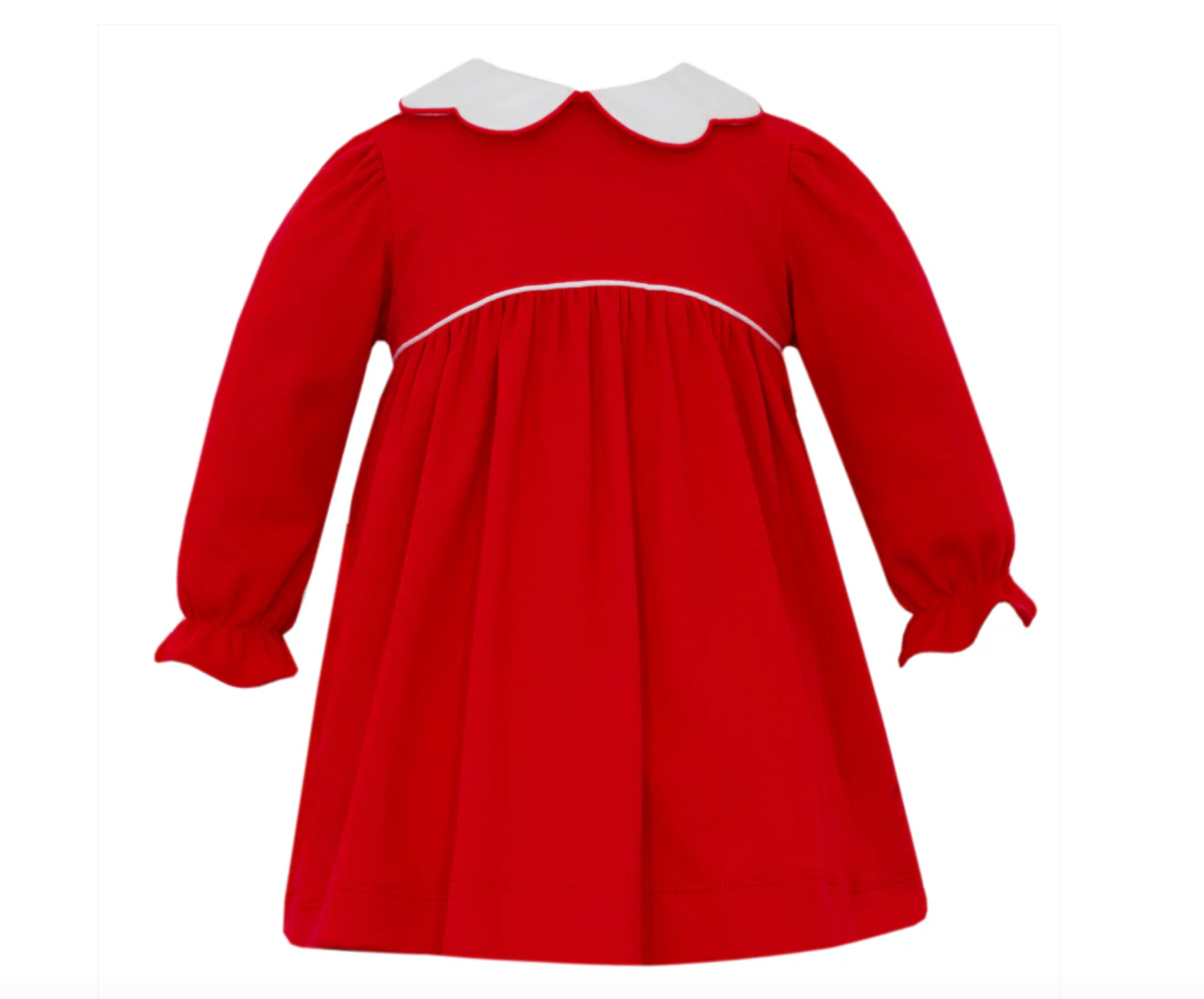 PETIT BEBE - Girl's Scallop Collar Red Knit Dress