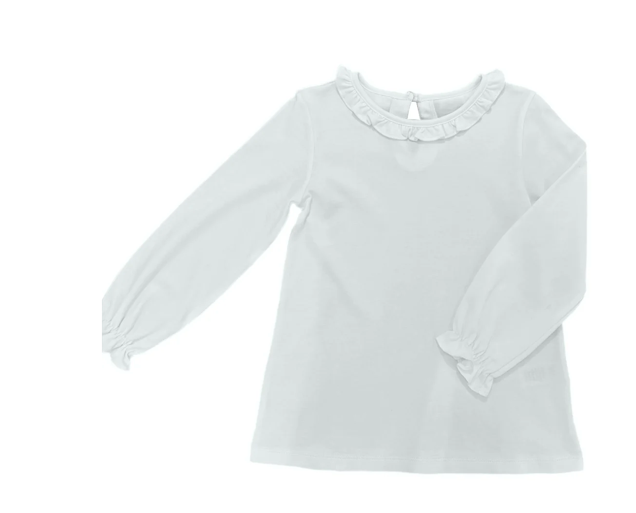James & Lottie: Basics Pima Ruffle Neck Top, White