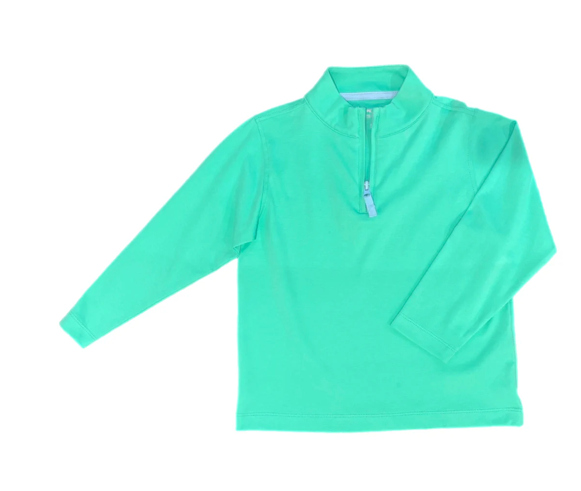 James & Lottie: Boys Basics Samuel Zip Up, Light Green w/ Blue Accents