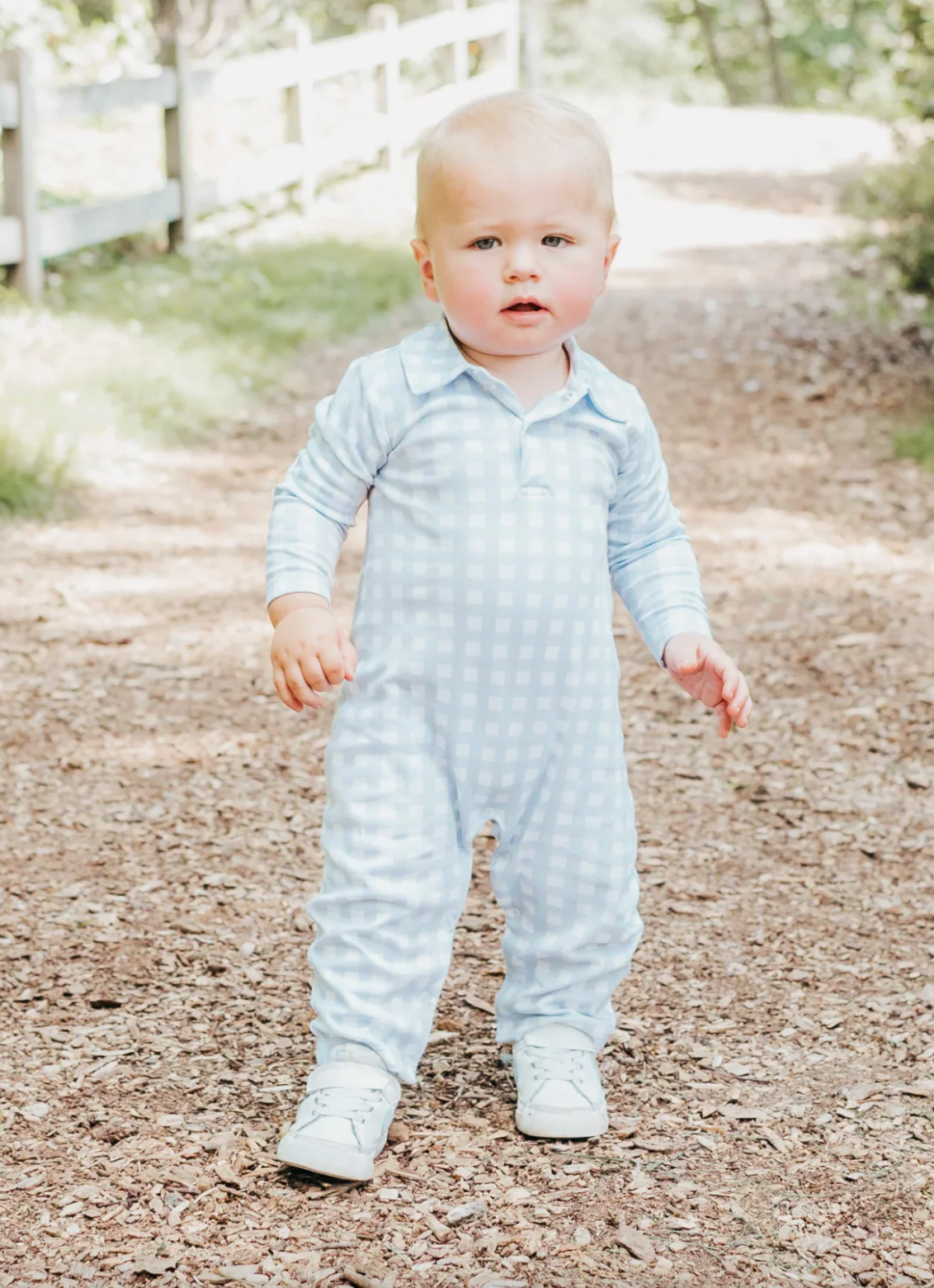 Maddie & Connor:  Benjamin buffalo check romper