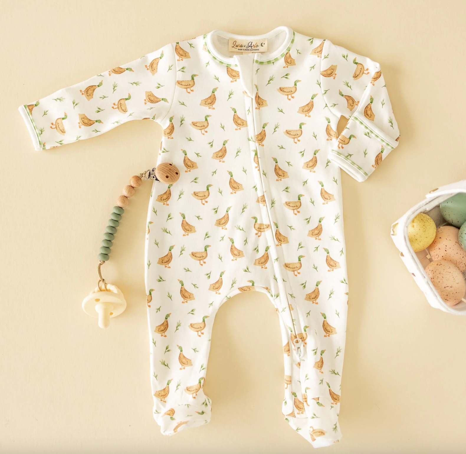 Magnolia Baby: Meadowland Mallards Zip Footie