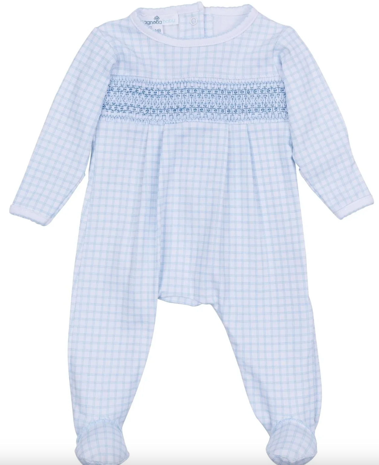 Magnolia Baby: Peek-A-Boo Wishes Smocked Footie - Blue