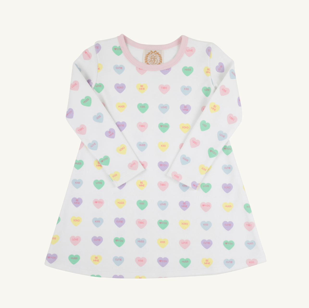 TBBC: Long Sleeve Polly Play Dress - We Heart You/Palm Beach Pink