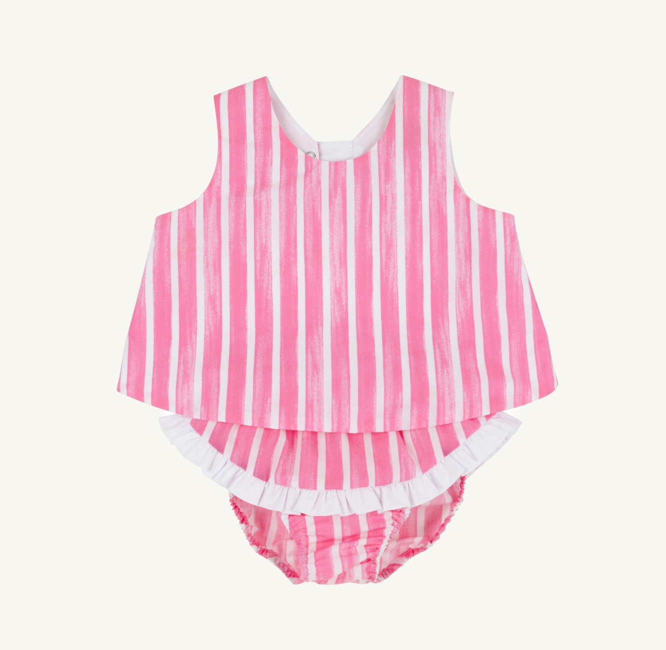 TBBC:Mary Todd Tab Set - Broadcloth - Sea Wall Stripe (Winter Park Pink)/Worth Ave White