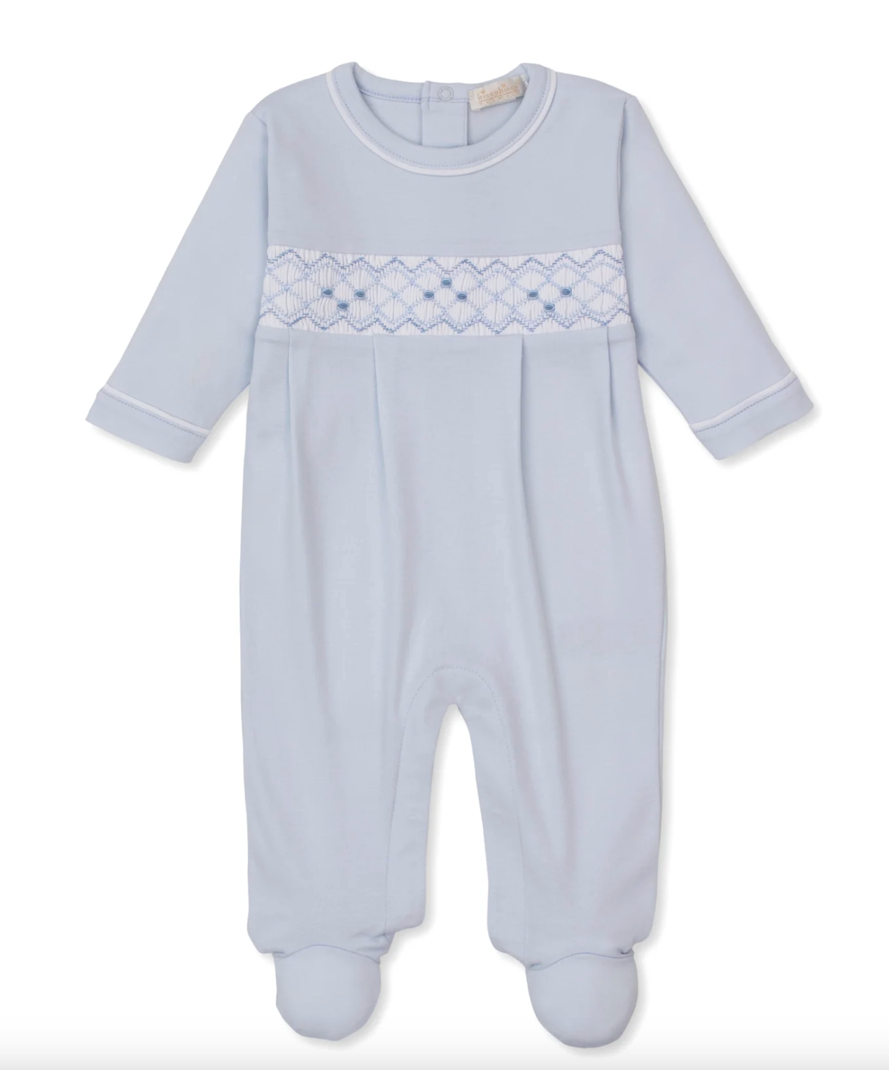 Kissy Kissy: Blue Hand Smocked Footie