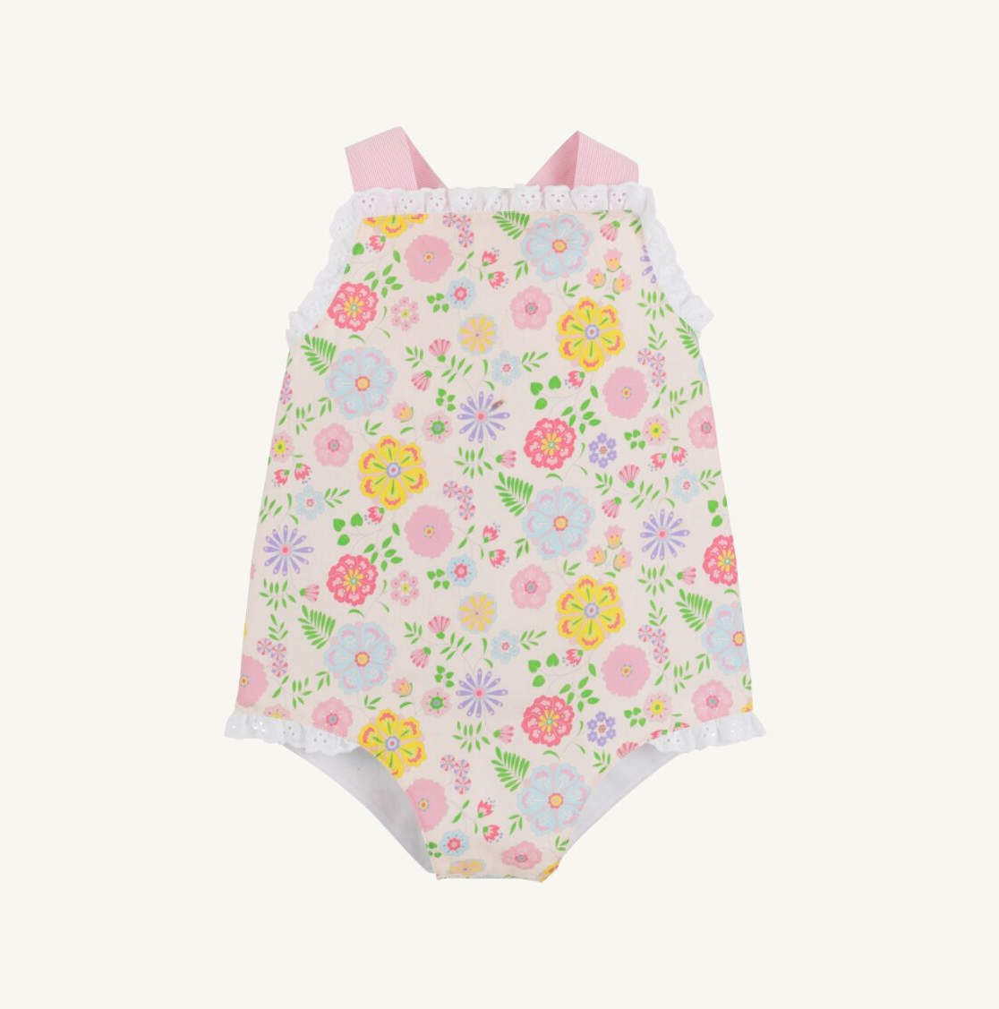 TBBC: Sisi Sunsuit - Broadcloth - Boca Grande Begonia/Hamptons Hot Pink Pique Stripe