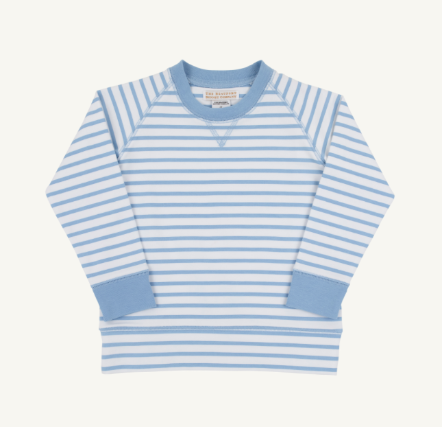 TBBC: Cassidy Comfy Crewneck Boys - Sarasota Sky Stripe/Sarasota Sky