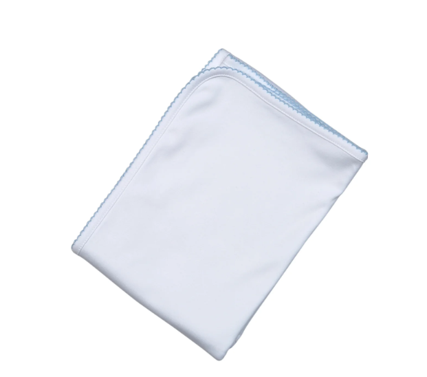 Baby Loren: White Receiving Blanket Picot Trim 28"x 29"