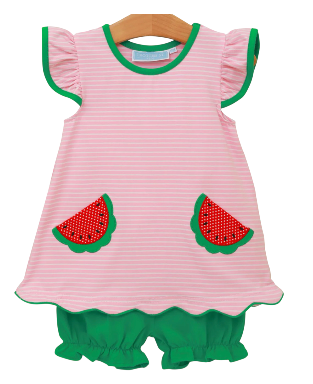 Trotter Street Kids:  One in a Melon Pink Stripe Girls Bloomer Set