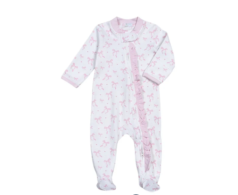 Baby Loren: Pink Coquettes Pima Zipper Footie