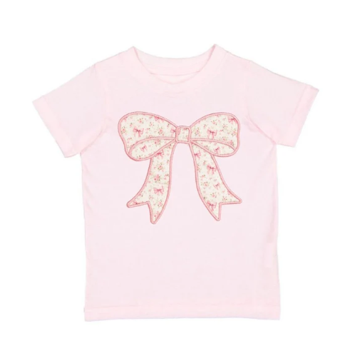 Sweet Wink: Ditsy Floral Bow Patch Short Sleeve T-Shirt - Ballet