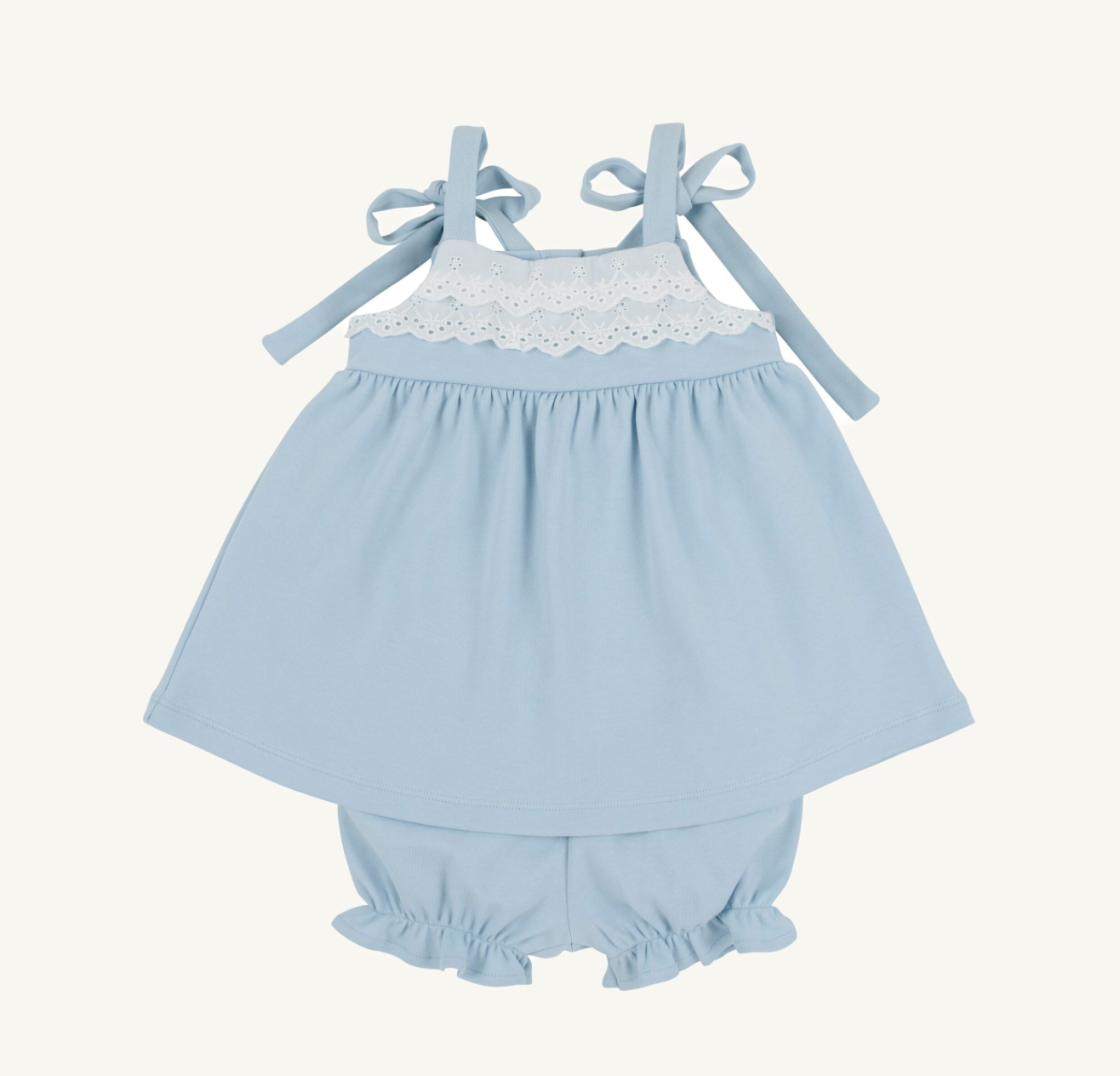 TBBC: Idabelle Bloomer Set-pima - Buckhead Blue/Worth Ave White