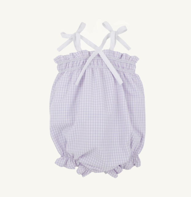 TBBC: Rosey Romper - Woven Yarn - Lauderdale Lavender Gingham/Worth Ave White