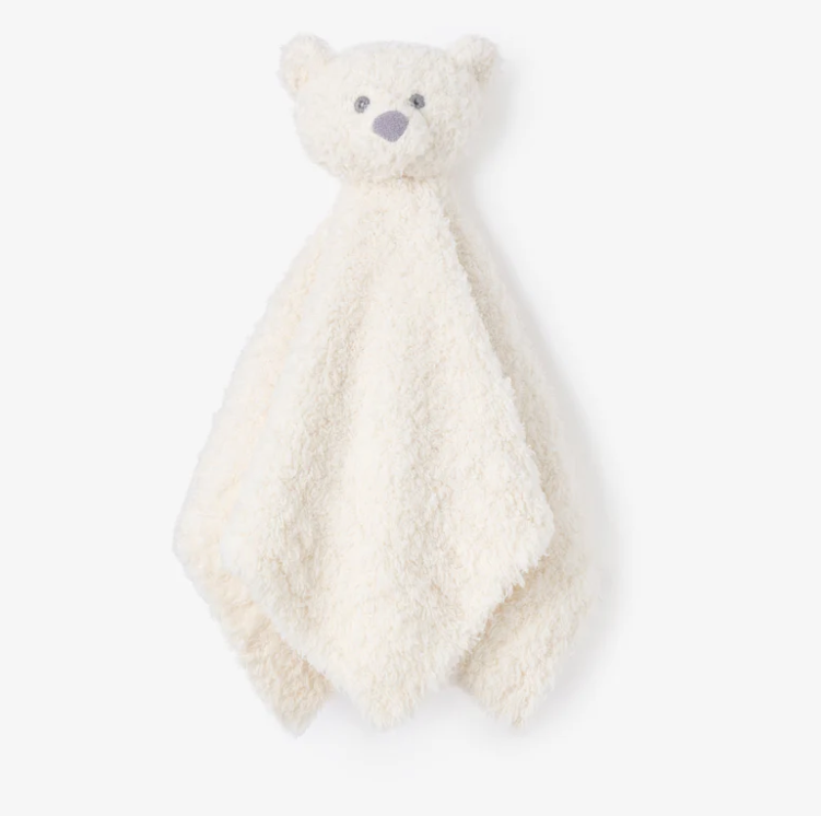 Elegant Baby: Feather Knit White Bear Security Blanket