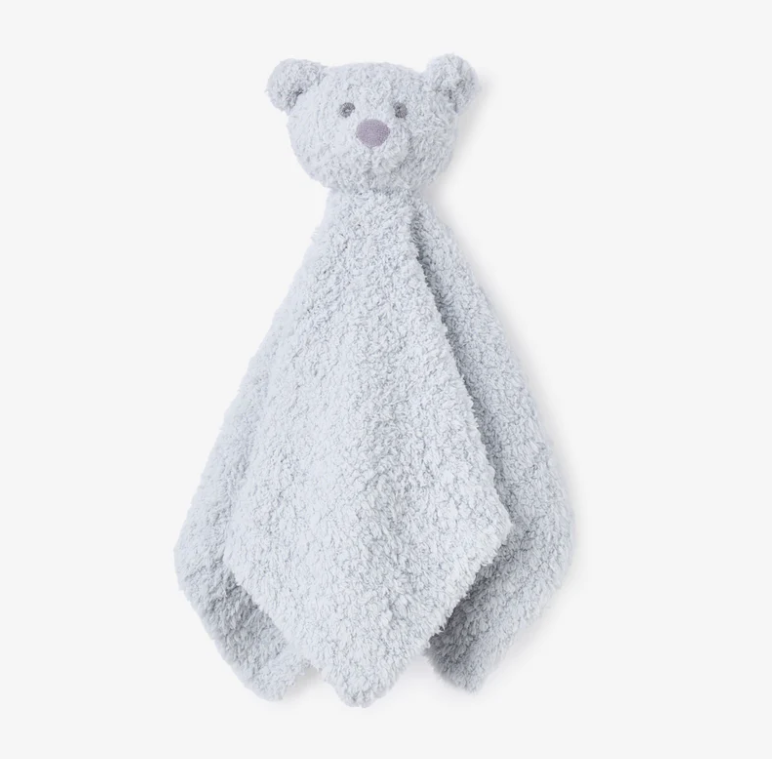 Elegant Baby: Feather Knit Blue Bear Security Blanket
