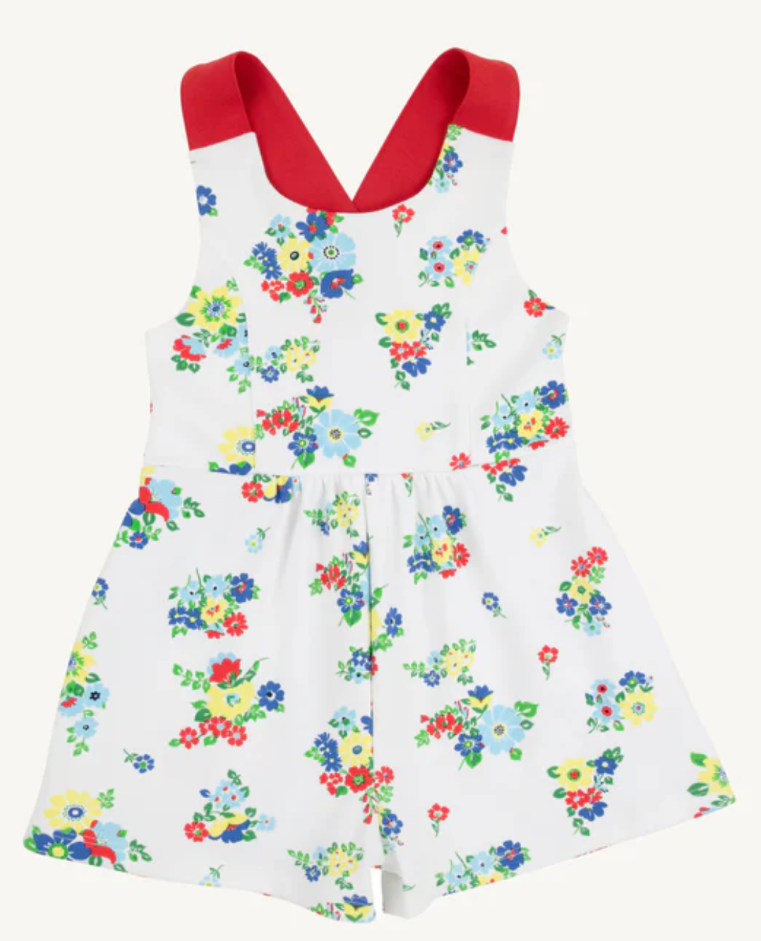 TBBC: Reagan Romper - Biltmore Blooms (Buckhead Blue) with Richmond Red