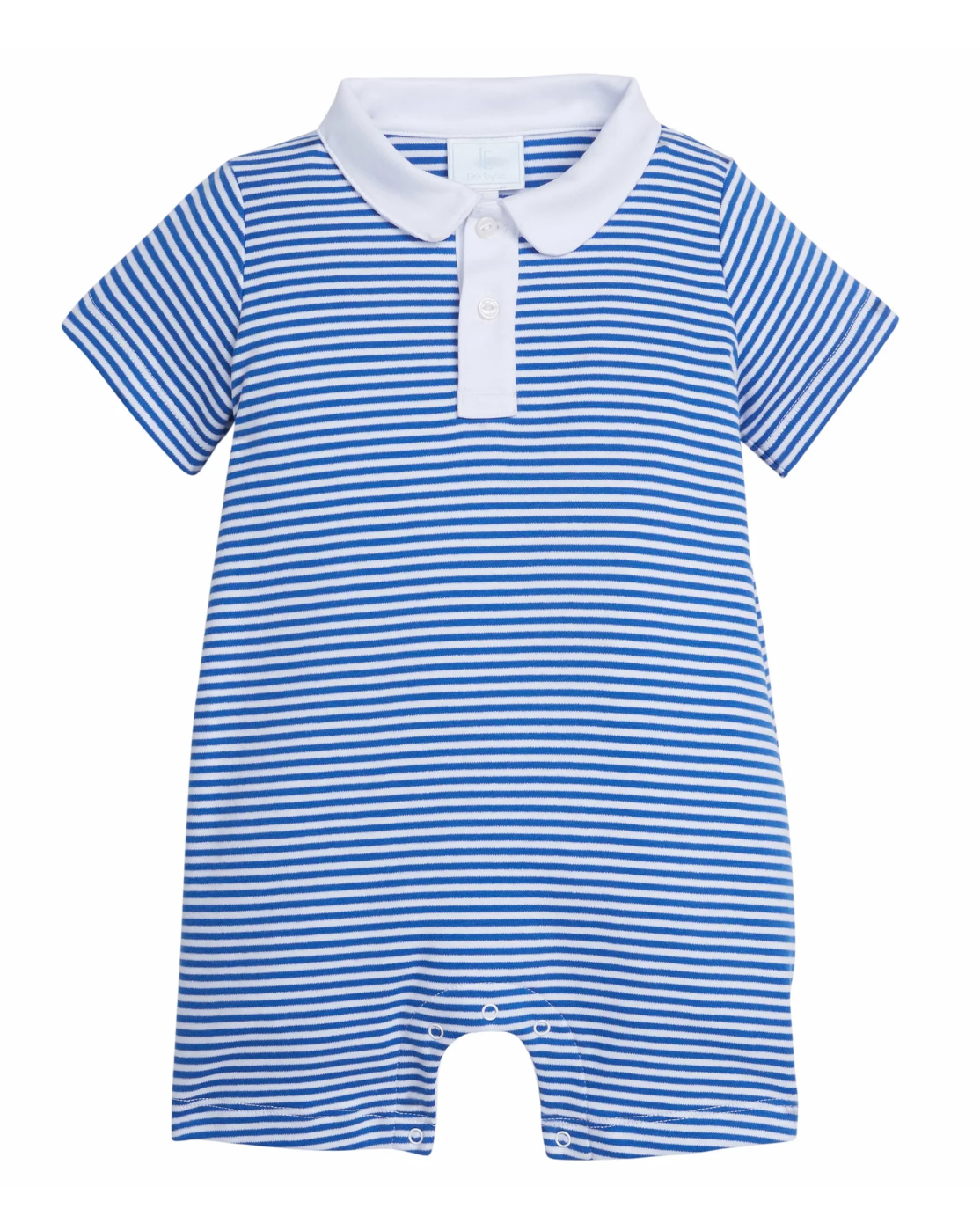 Little English: Peter Pan Polo Romper - Royal Stripe